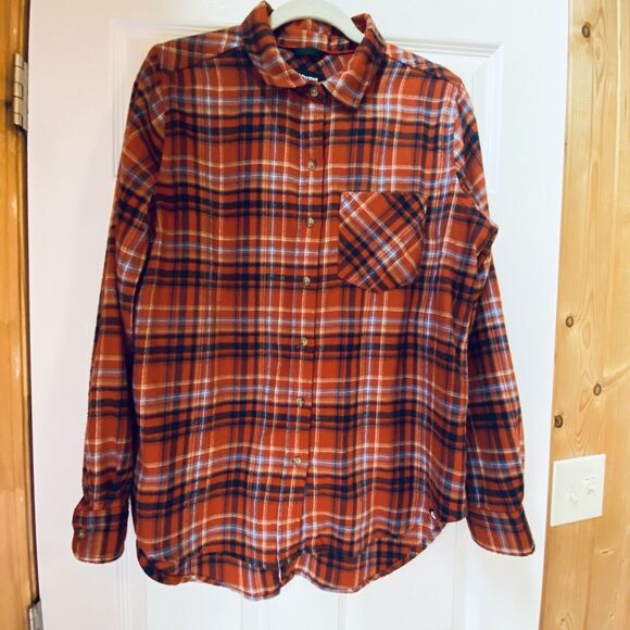 MARMOT Shirt Womens Large Maggie Boyfriend Flannel Plaid Button Up Long Sleeve - Picture 1 of 6